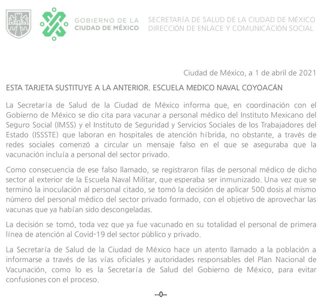 La #Sedesa, en coordinación con el @GobiernoMX...